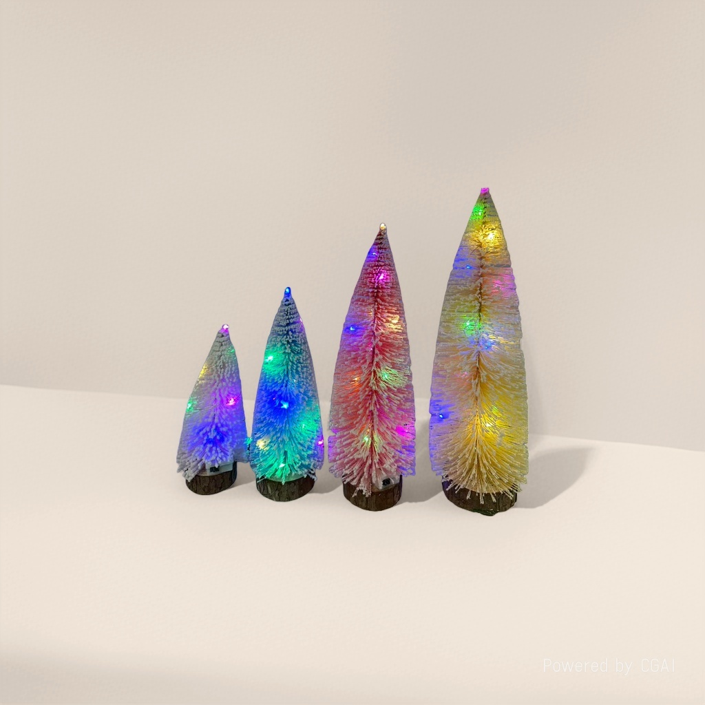 Christmas decorative tree glowing ornaments, Christmas scene arrangement desktop ornaments Specification image