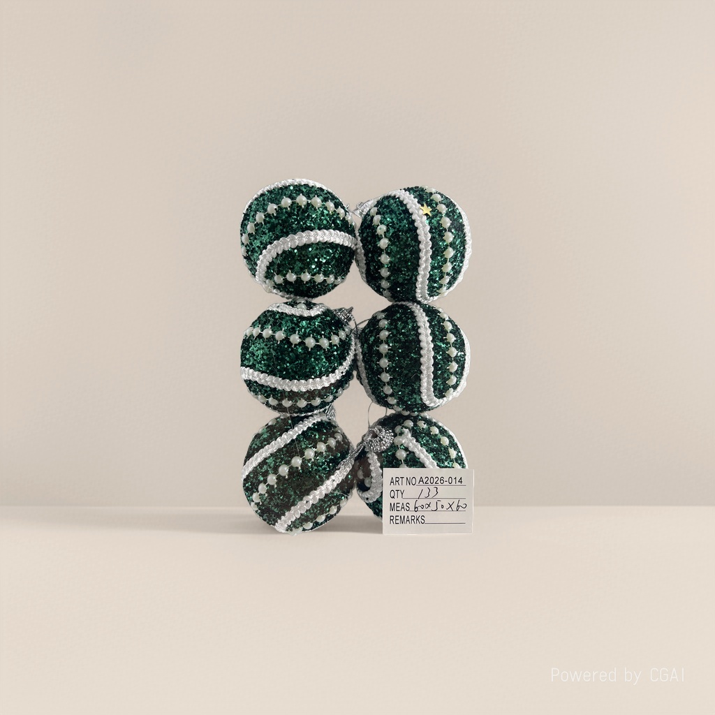 Green sequined Christmas ball set, Christmas decorations, Christmas flowers, Christmas souvenirs details Picture