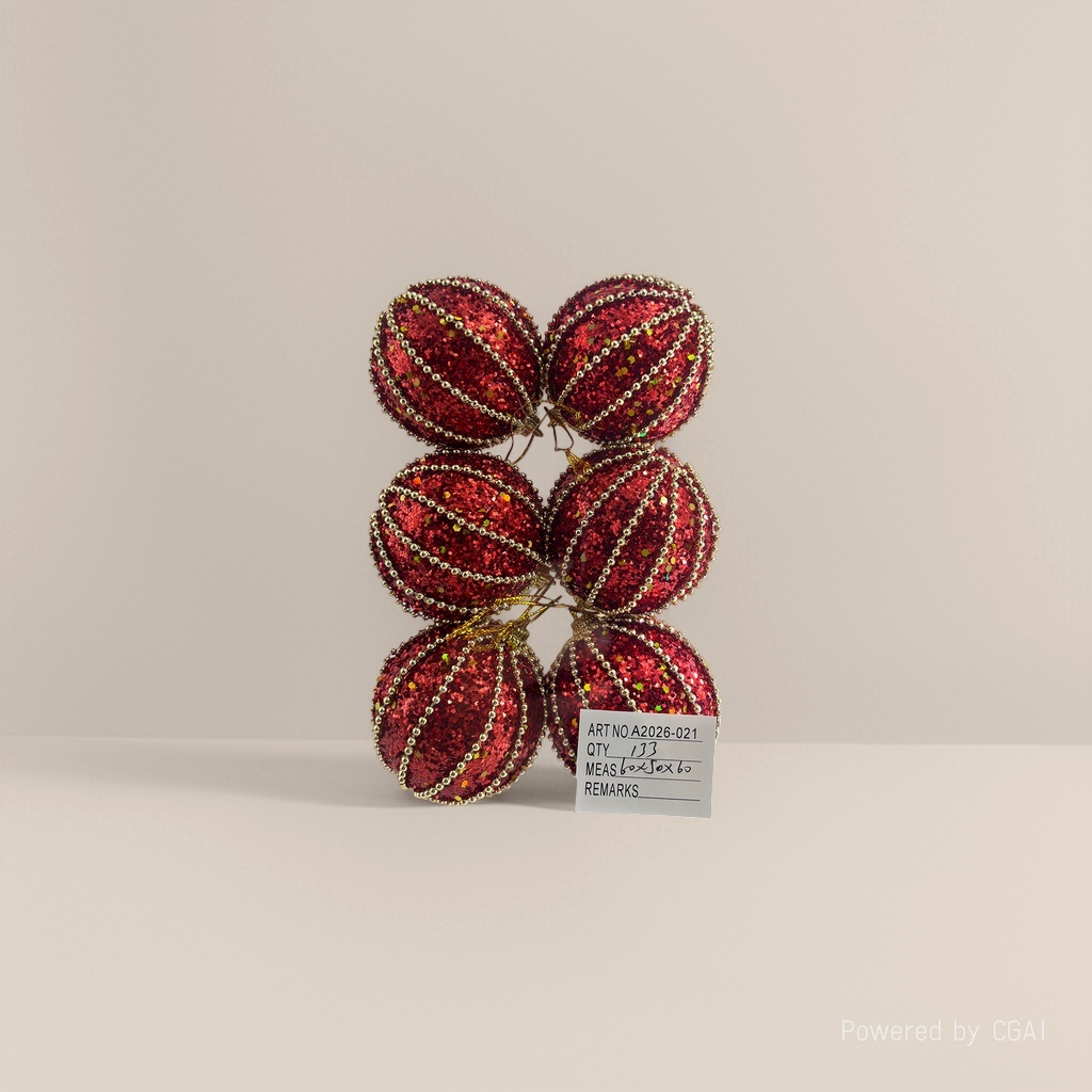 Red sequined Christmas ball set, Christmas decoration, Christmas pendant and souvenir Specification image
