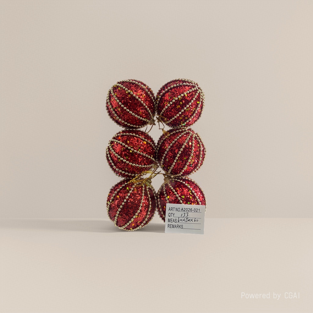 Red sequined Christmas ball set, Christmas decoration, Christmas pendant and souvenir details Picture