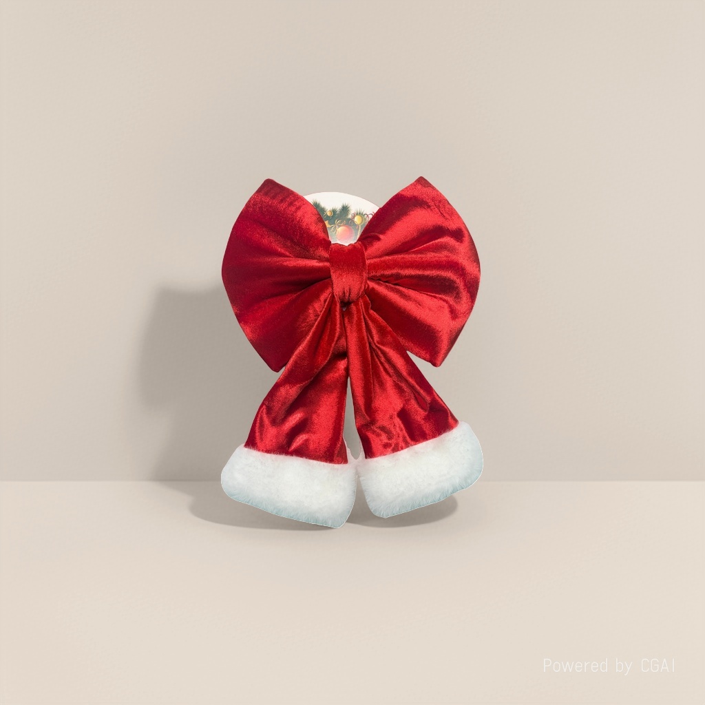 Red velvet bow Christmas pendant, Christmas decorative bow details Picture