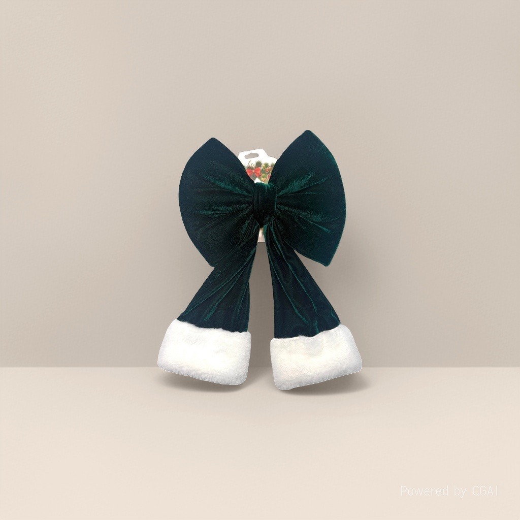 Green velvet bow tie, Christmas decoration, Christmas tree pendant, Christmas decoration details Picture