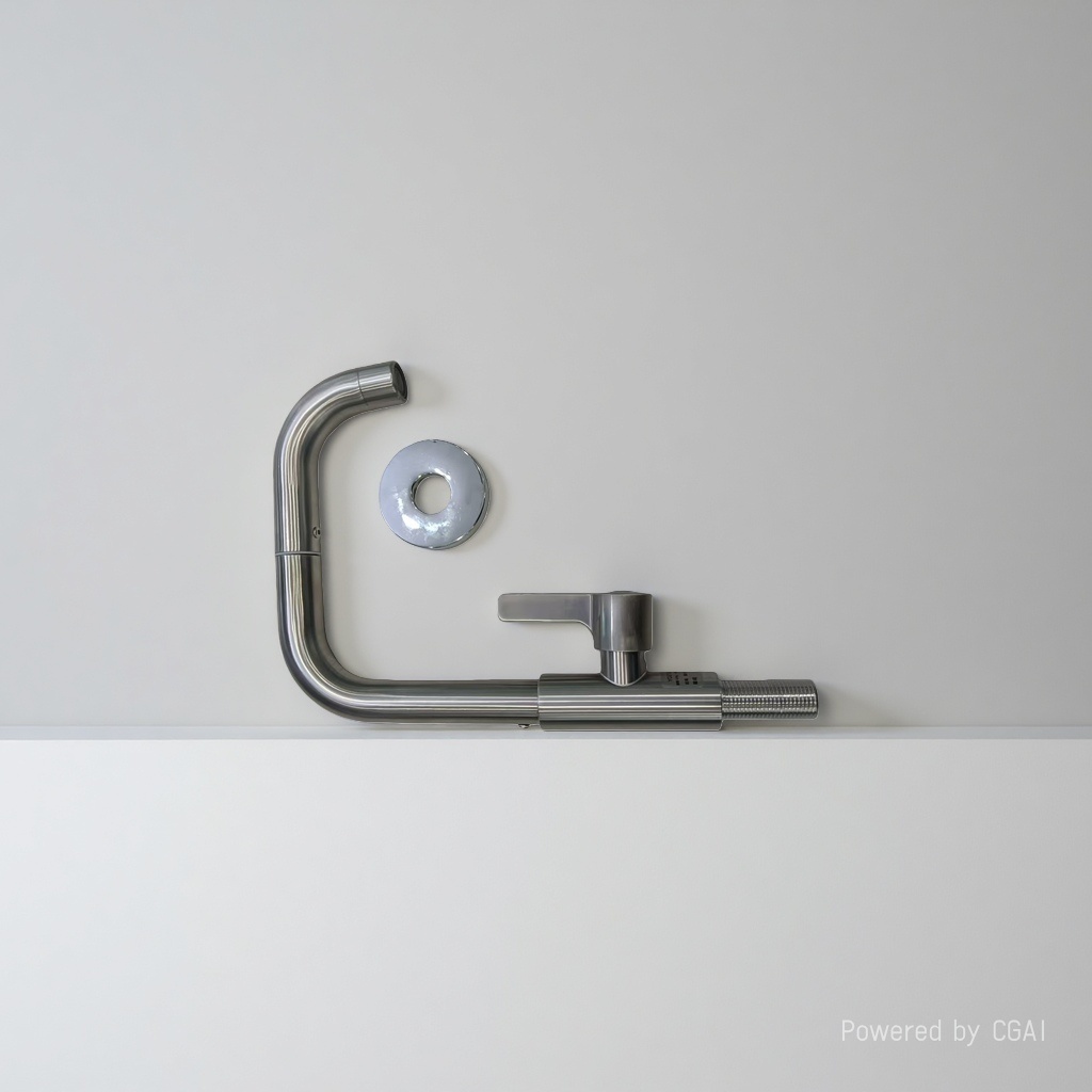 Brushed wall-mounted single-cooling faucet, steel anti-splash mop sink, kitchen faucet Specification image