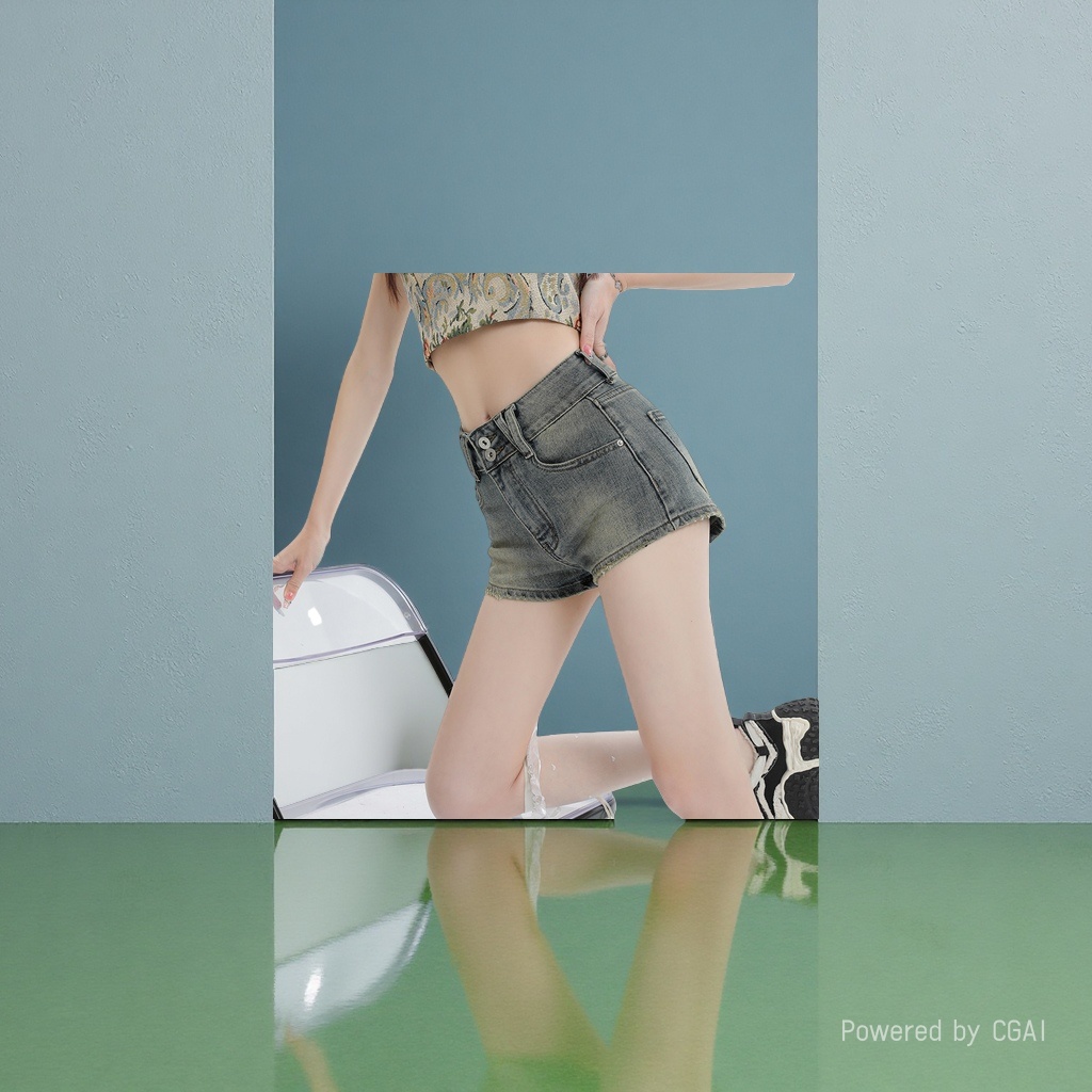 华棉女式直筒牛仔裤休闲 浅蓝色Jeans 时尚百搭