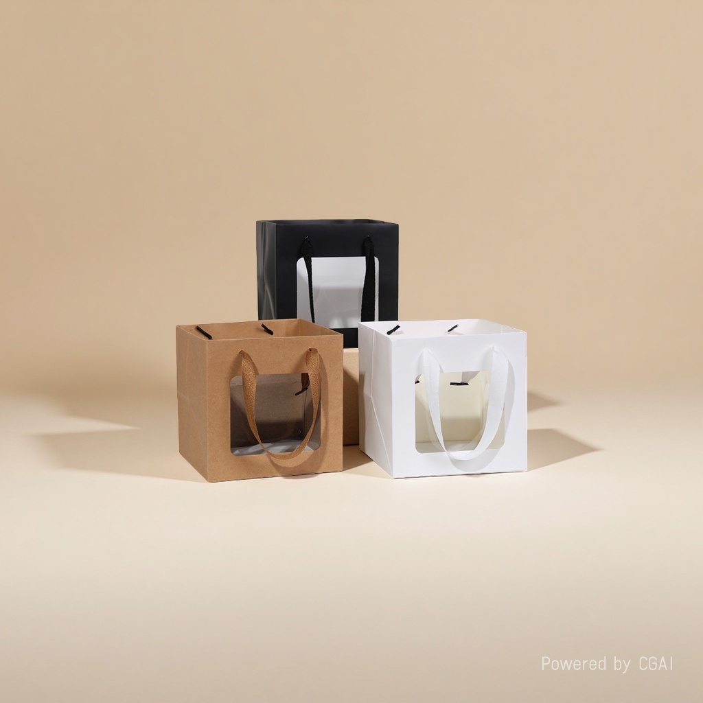 Coffee-colored kraft paper gift bag, food-grade paper bag, 180g thickened, environmentally friendly and customizable Specification image