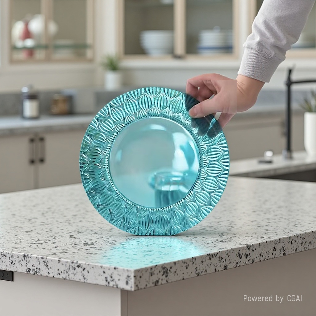 Blue glass vinegar dish, bear dumpling basin, melamine PET fruit plate details Picture