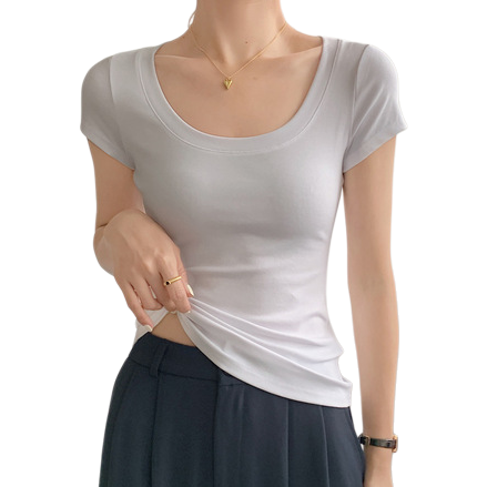 短袖凉感/衣服/中式女装/尾货/莱赛尔T恤女白底实物图
