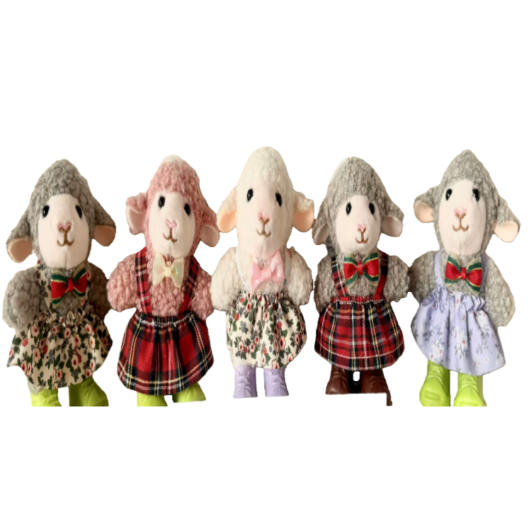 Wholesale of new cute flower-patterned little sheep plush toy dolls, children's companion claw machine dolls, birthday gifts Item Picture