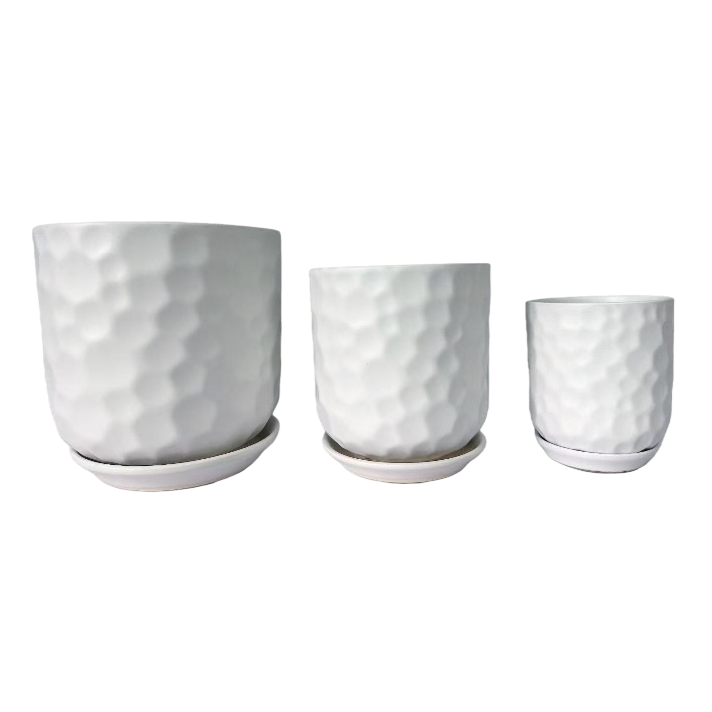 White honeycomb-textured plastic ceramic hydroponic flower pot container with inner box Item Picture