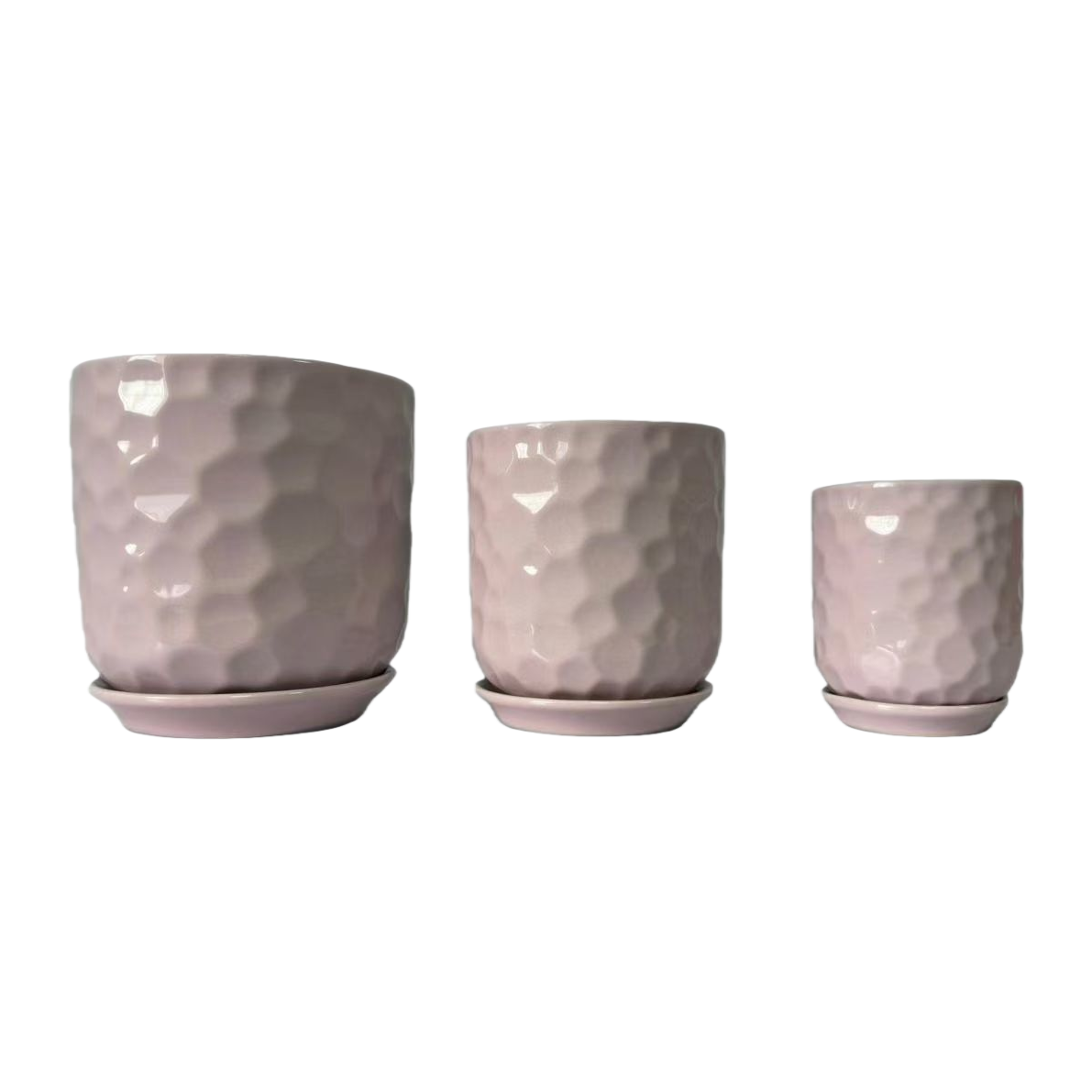Pink honeycomb-textured ceramic flowerpot containers are suitable for hydroponic plastic flowerpot inner boxes Item Picture
