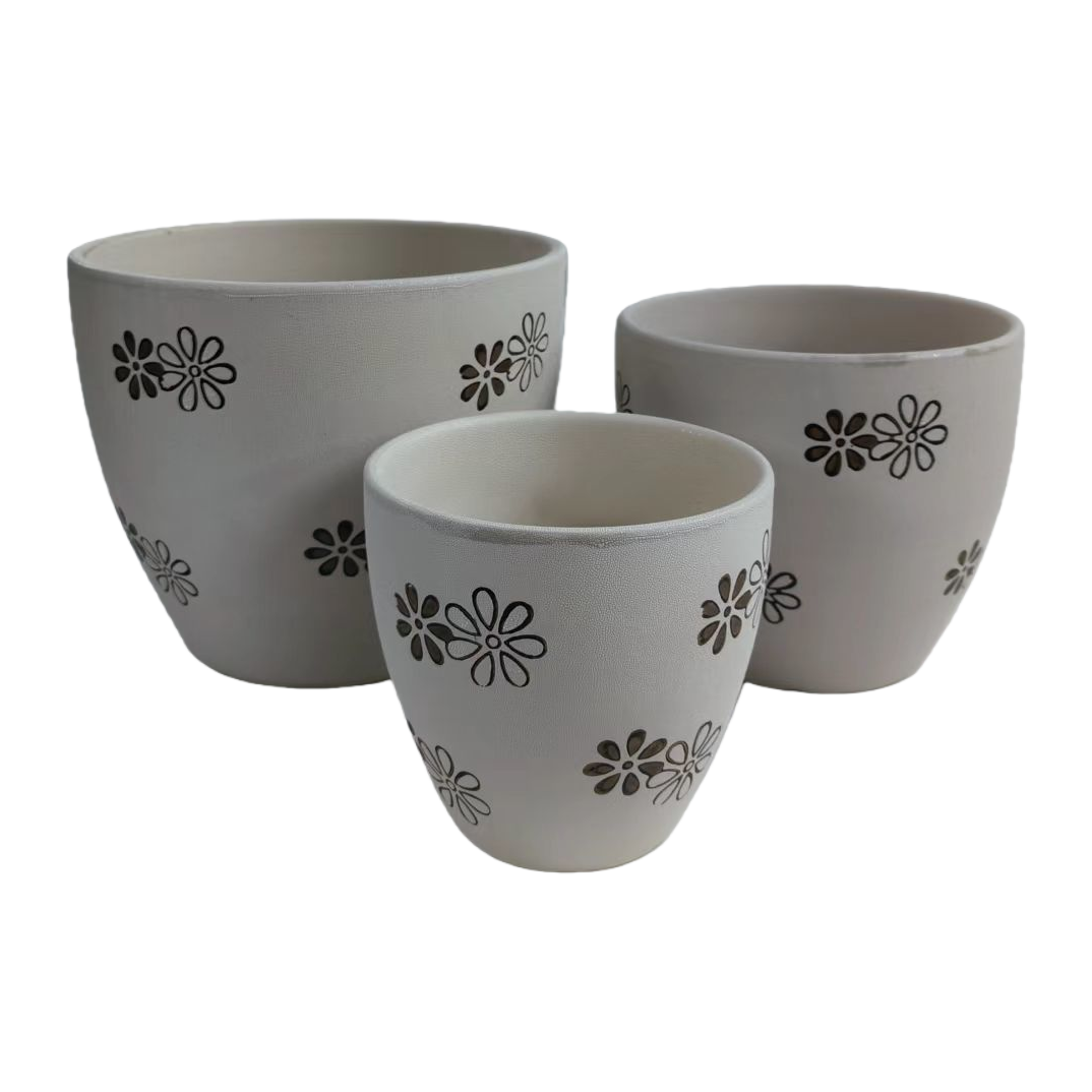 White ceramic hydroponic flowerpot, ceramic flowerpot inner box set Item Picture