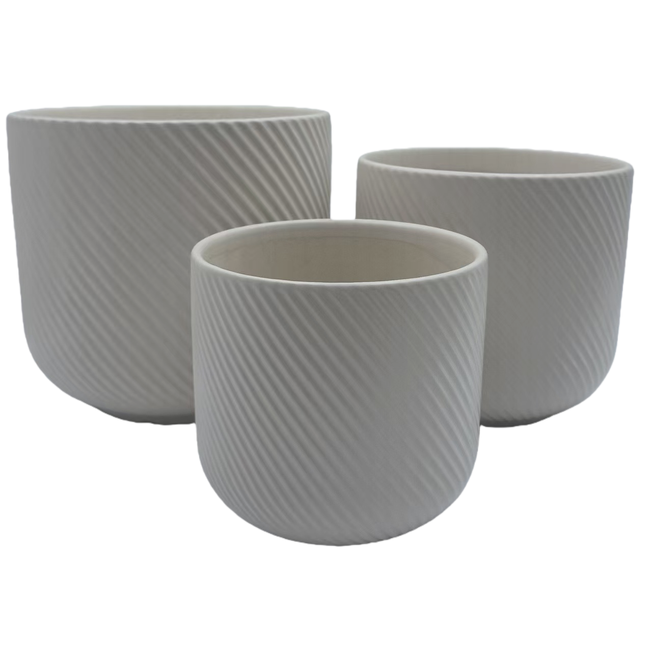 White striped ceramic flowerpot Item Picture