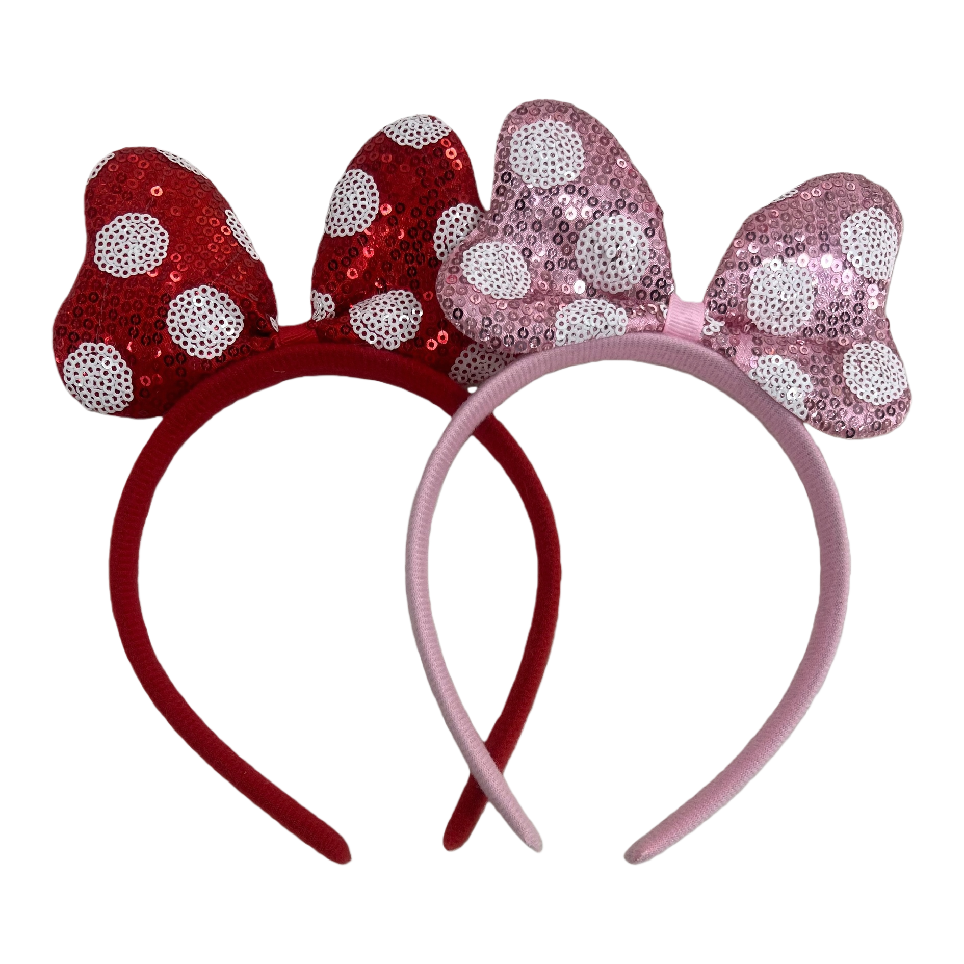 Red and pink sequined polka dot pearl children's headband base Item Picture