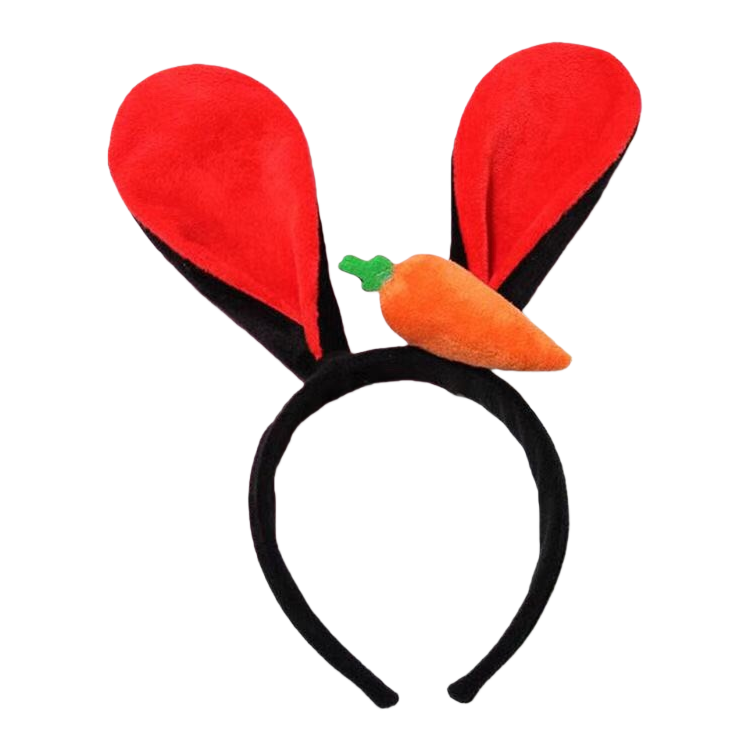 Red rabbit-ear pearl children's headband base, sweet and cute headband Item Picture