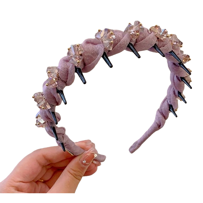 Pink fabric pearl children's headband base base headband Item Picture