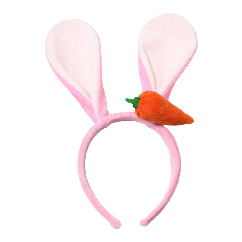 Pink rabbit ear pearl children's headband base, sweet and cute headband Item Picture