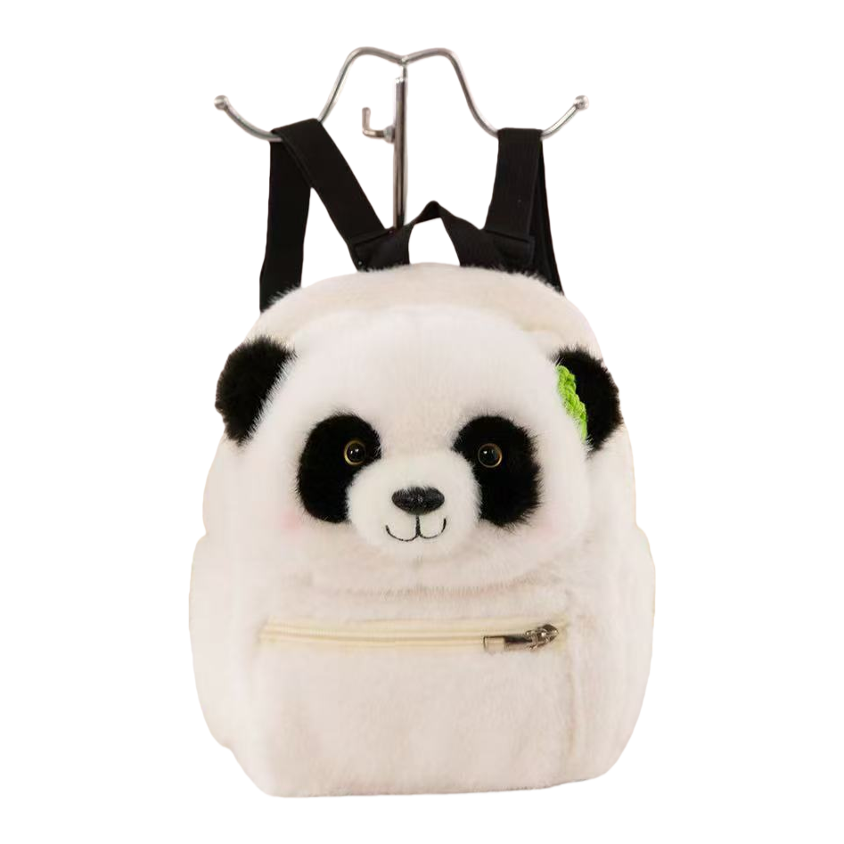 Cartoon backpack, cute little panda, fun student schoolbag, plush doll, breathable and versatile parent-child bag Item Picture