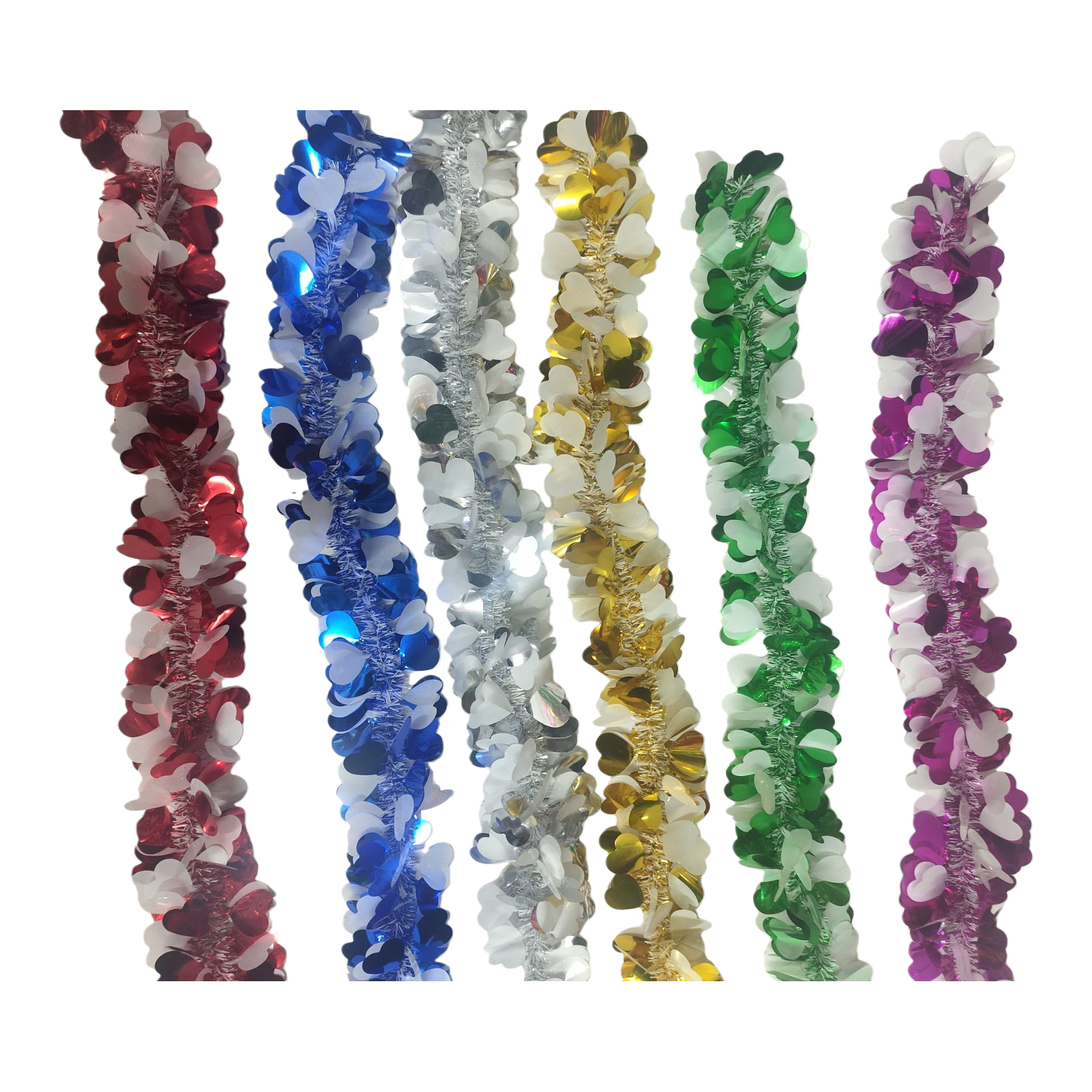 Colorful heart-shaped flower hexagram sequin decorative strips Christmas ribbons Christmas decorative items Item Picture