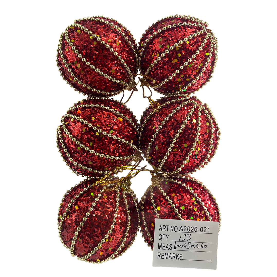 Red sequined Christmas ball set, Christmas decoration, Christmas pendant and souvenir Item Picture
