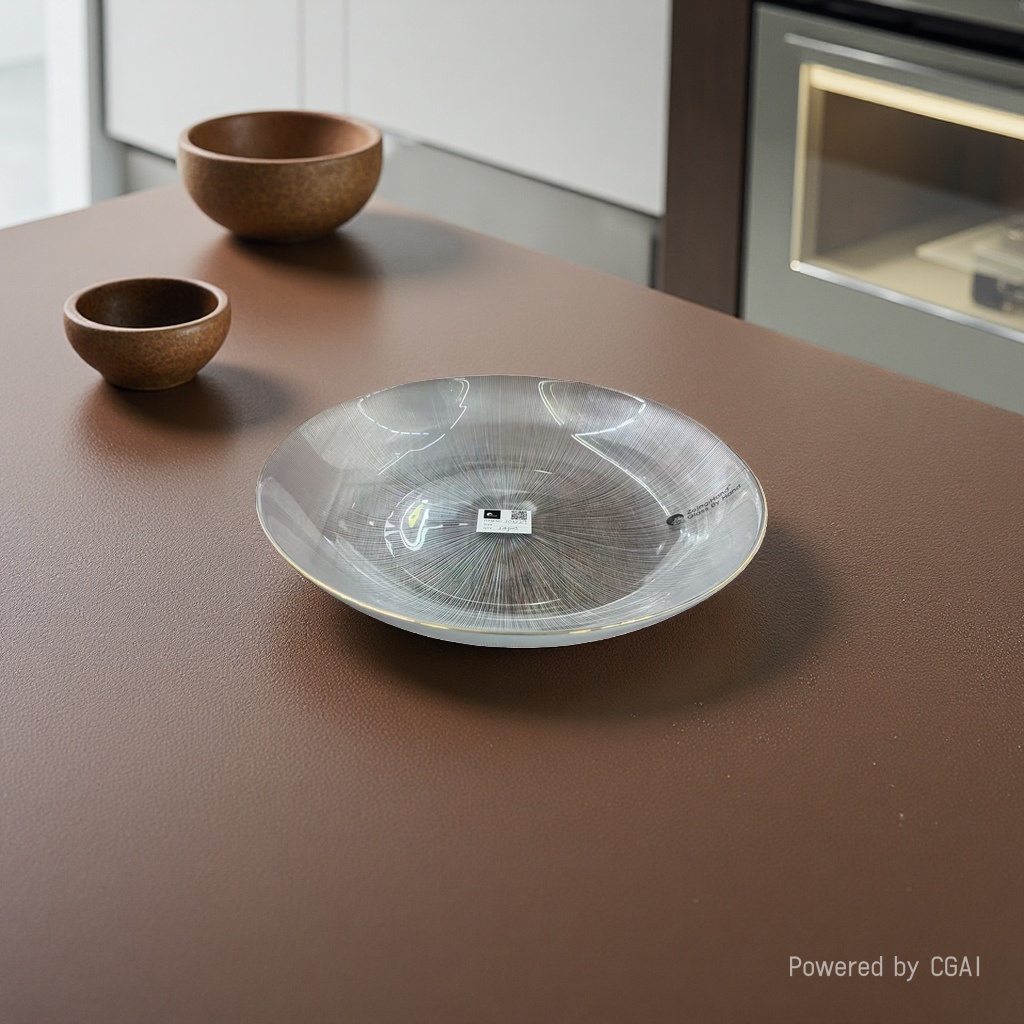 Japanese-style round glass plate, handcrafted gold-edge fruit plate, dried fruit salad snack plate, simple and creative lead-free crystal plate Specification image