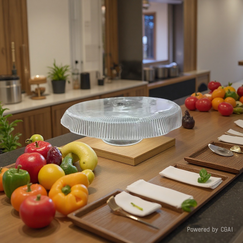 New Chinese-style solid wood high-end high-legged glass fruit plate, home living room coffee table, candy plate decoration Application Scenario