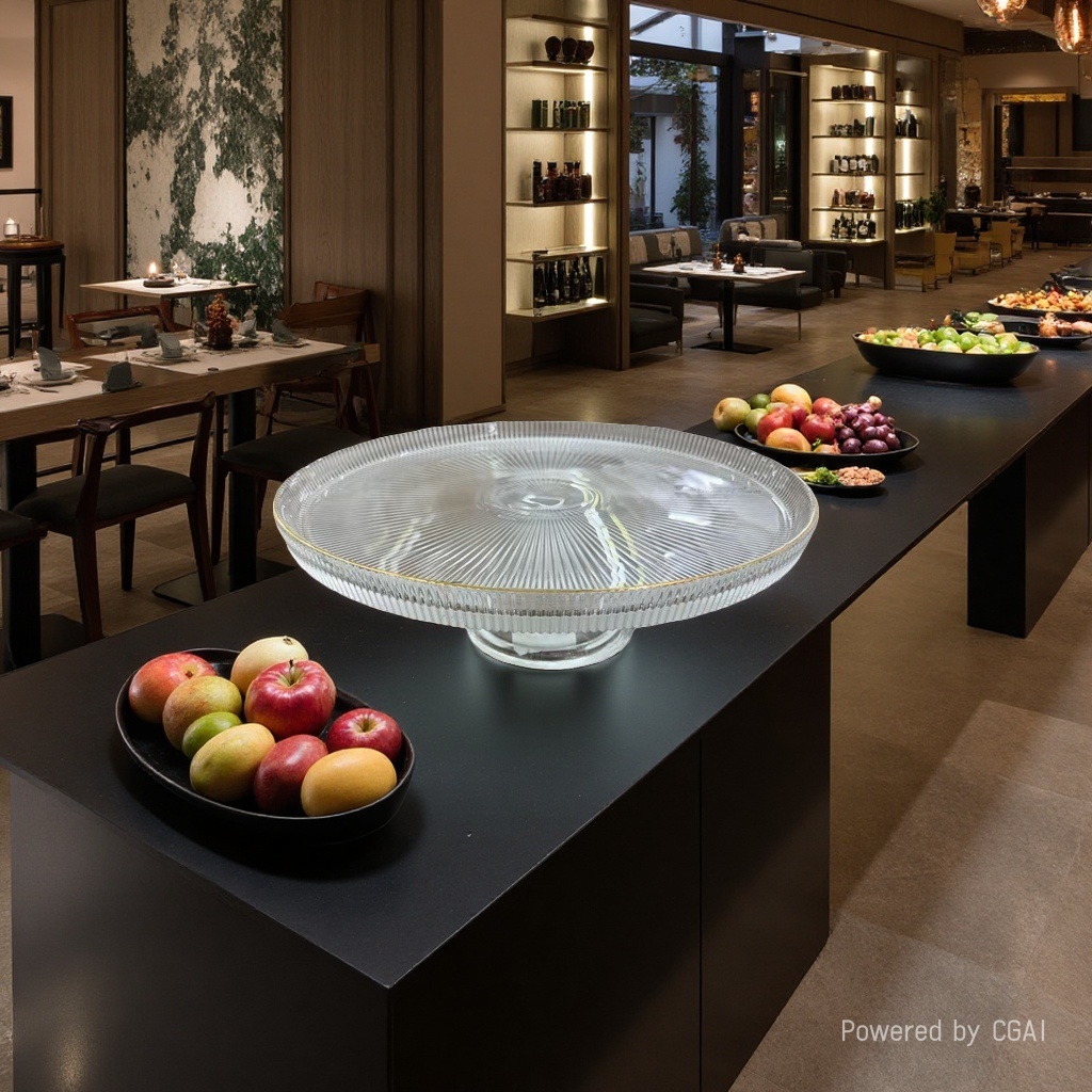 New Chinese-style solid wood high-end high-legged glass fruit plate, home living room coffee table, candy plate decoration. 085437804