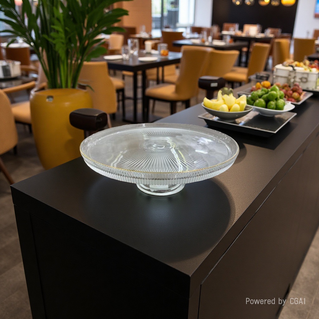 New Chinese-style solid wood high-end high-legged glass fruit plate, home living room coffee table, candy plate decoration. 085437804 details Picture