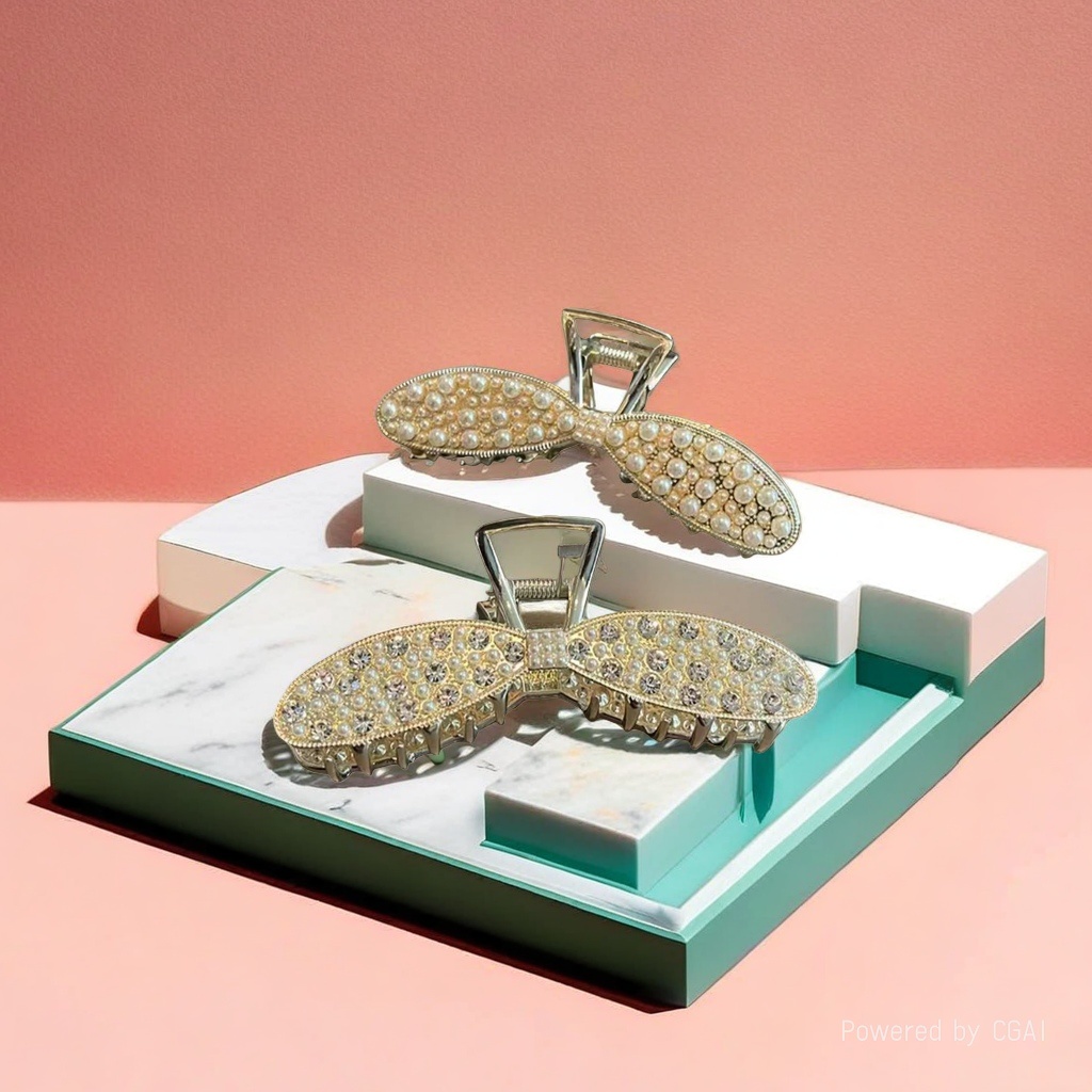 Pearl-decorated acetic acid shark grappling clips are fashionable and versatile hair accessories for women Specification image