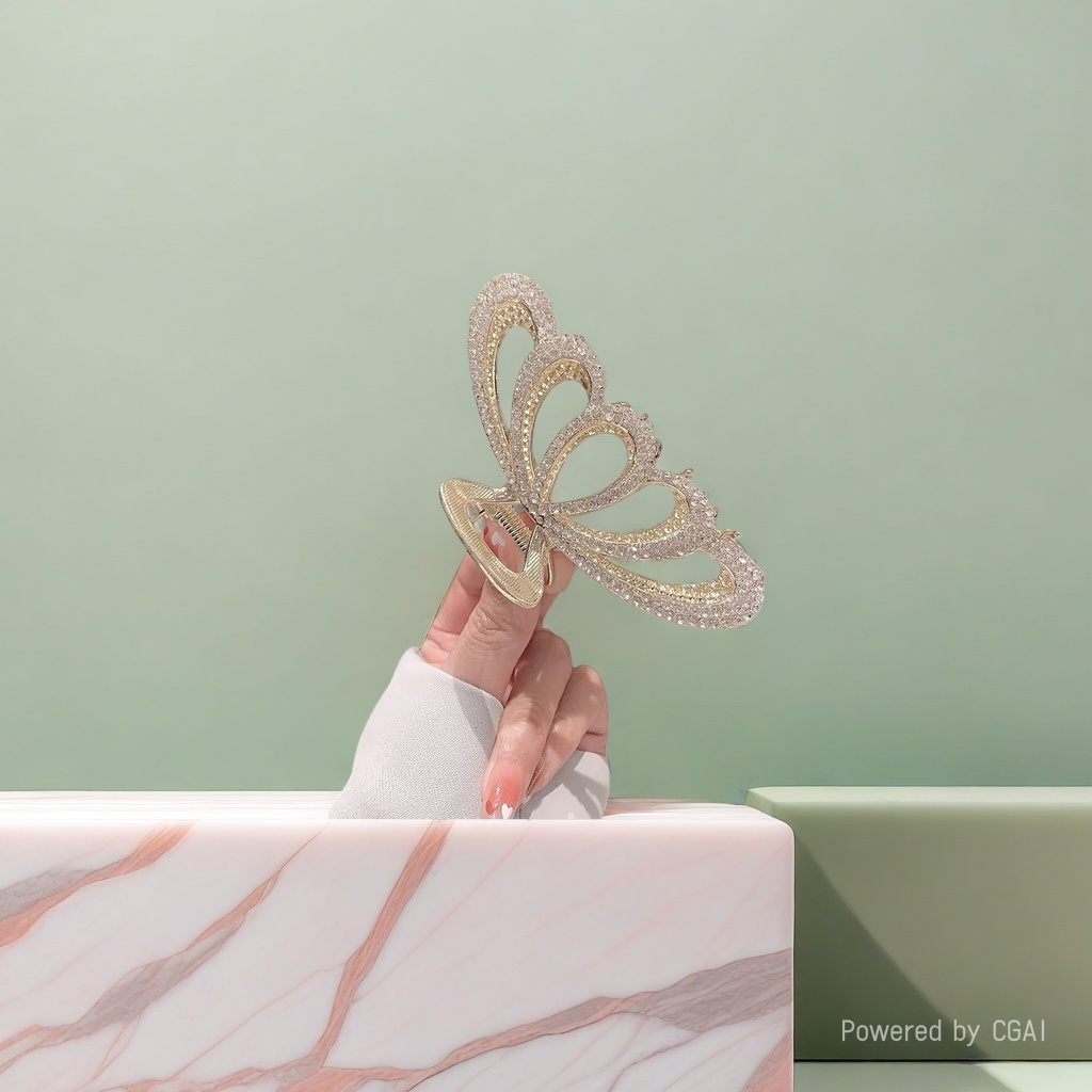 Butterfly-shaped acetate grappling clips, shark clips, fashionable hair clips details Picture