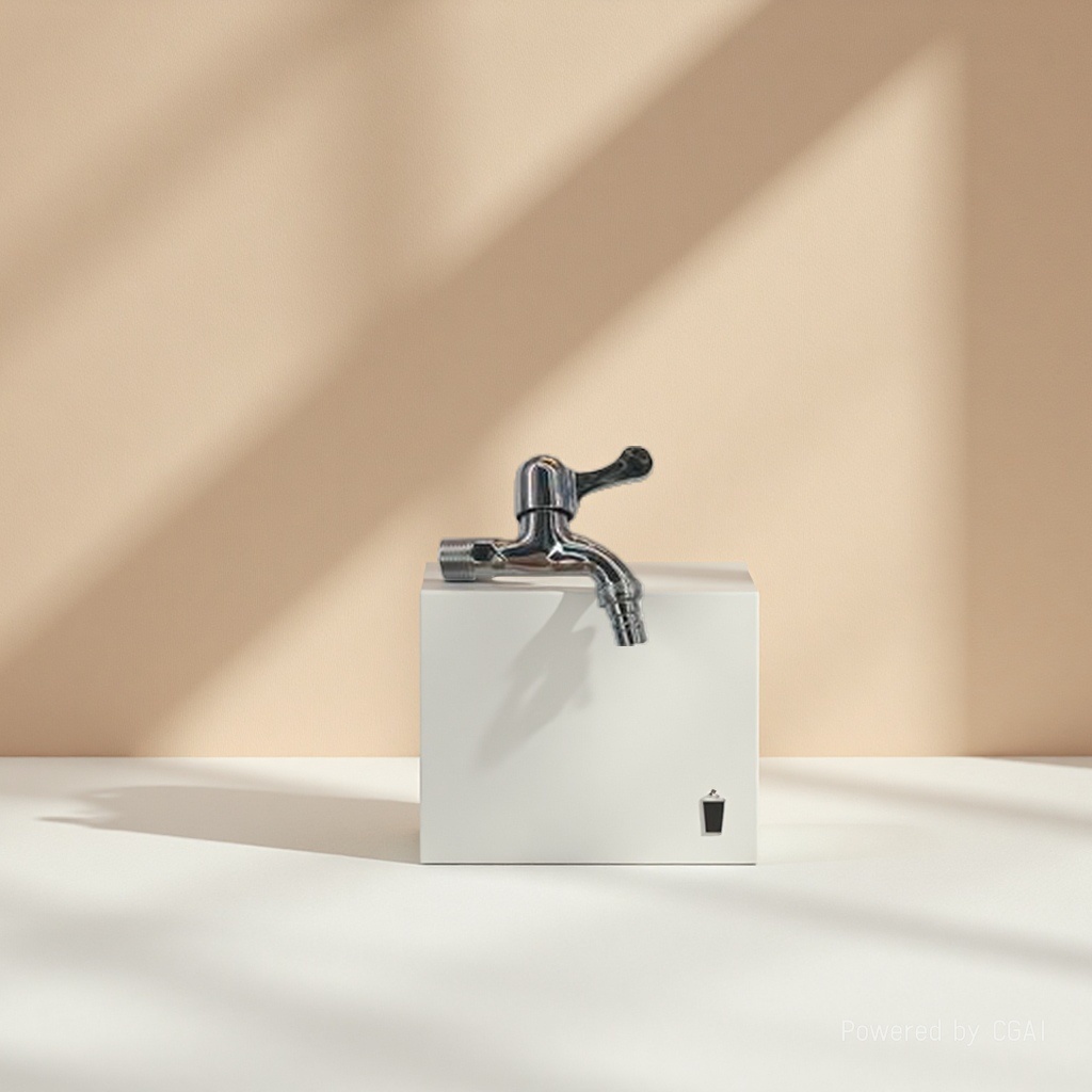 A small faucet and shower head in the shape of a gold ingot
