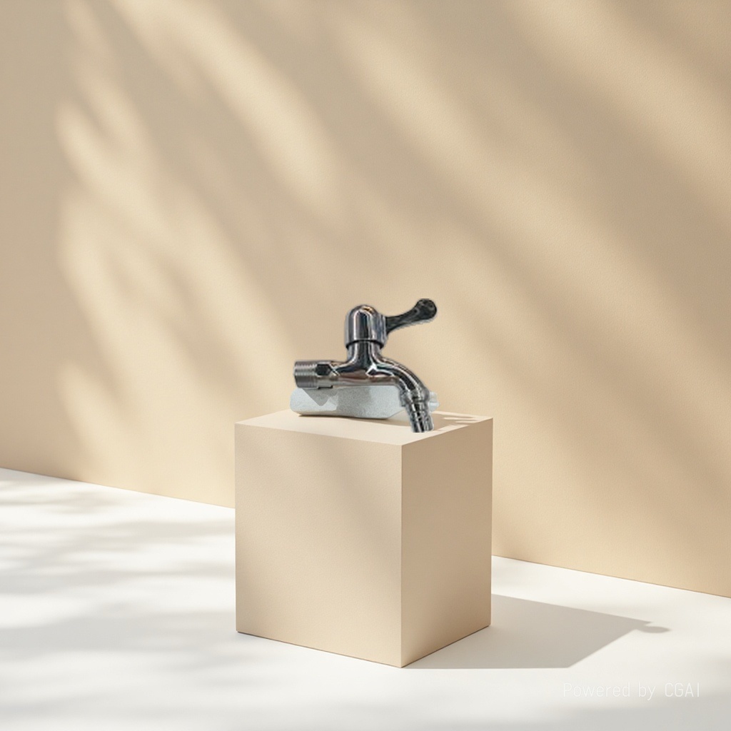 A small faucet and shower head in the shape of a gold ingot Application Scenario