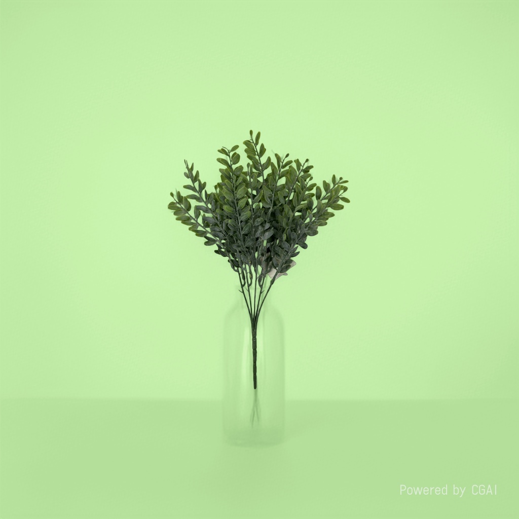 Artificial green plants with knitted flowers, large leaves, artificial flowers and bamboo Specification image