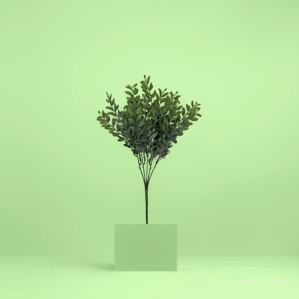 Artificial green plants with knitted flowers, large leaves, artificial flowers and bamboo Application Scenario