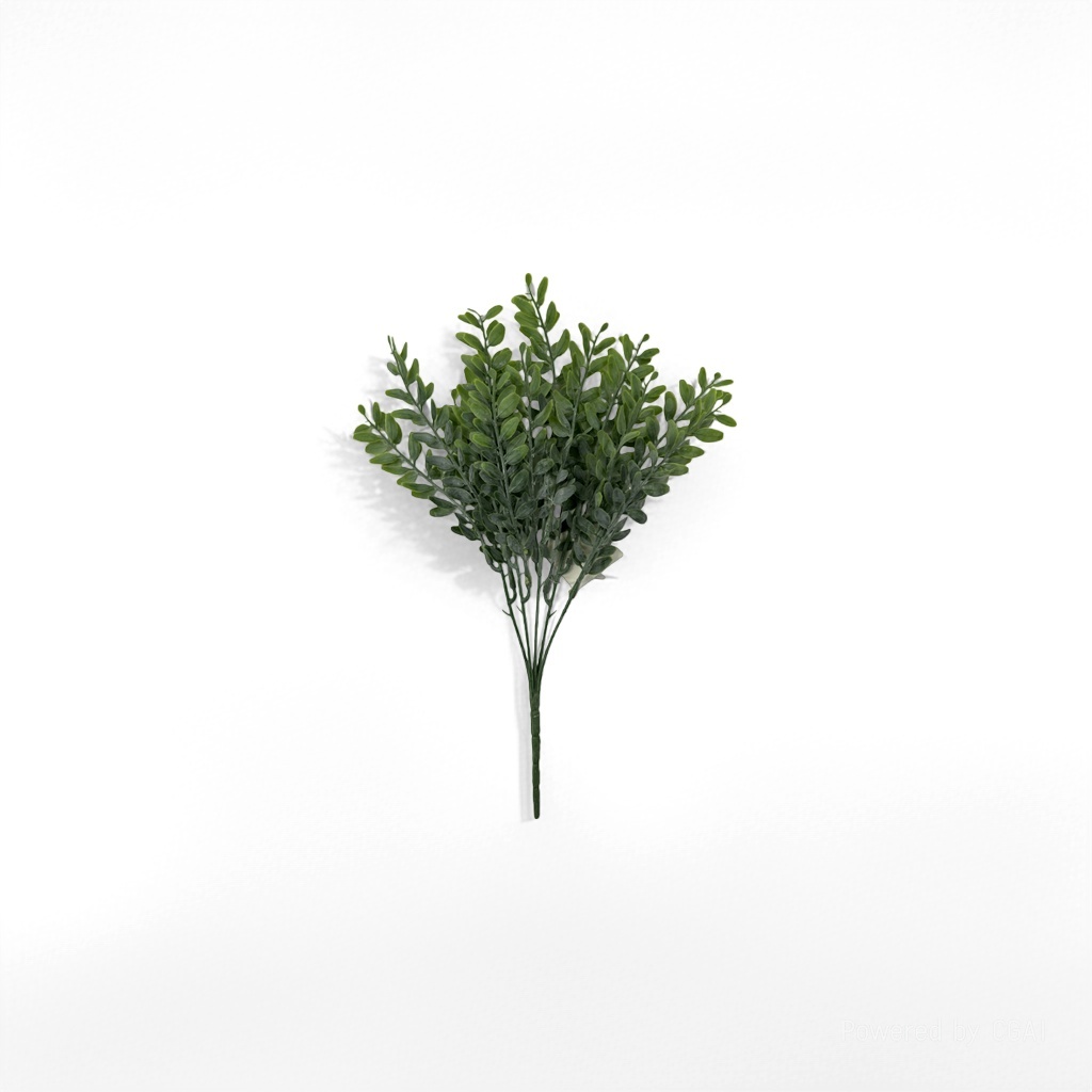 Artificial green plants with knitted flowers, large leaves, artificial flowers and bamboo
