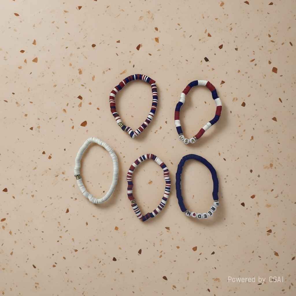 Cross-border best-selling soft clay slicing bracelet set, letter heart five-pointed star fashionable and niche design elastic bracelet details Picture