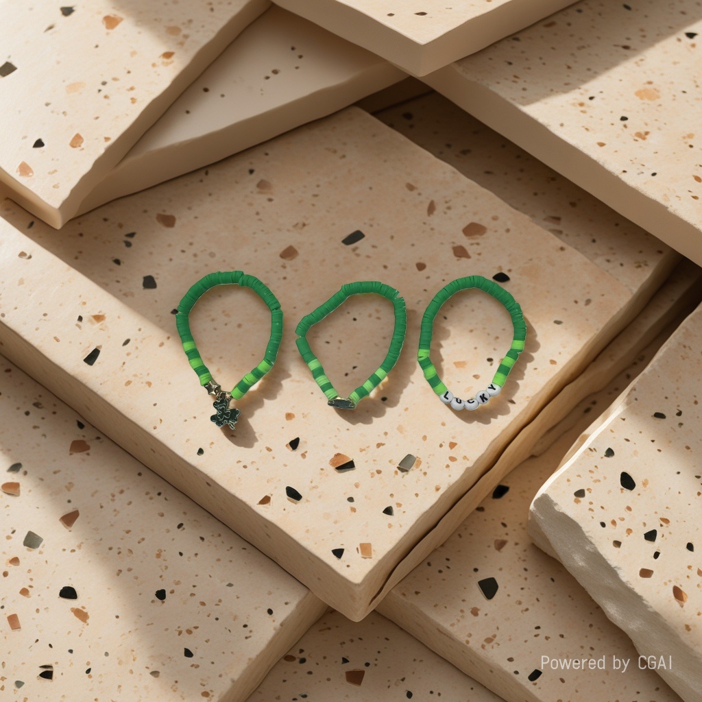 Cross-border best-selling Taylor bracelet set: Colorful rice bead bracelet, beaded green clover bracelet Specification image