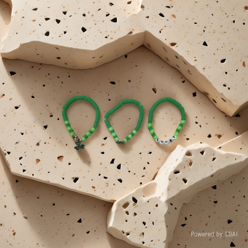 Cross-border best-selling Taylor bracelet set: Colorful rice bead bracelet, beaded green clover bracelet details Picture