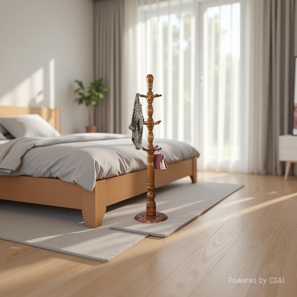 Solid wood coat rack, floor-standing clothes hanger, tree branch design, 180cm coat rack