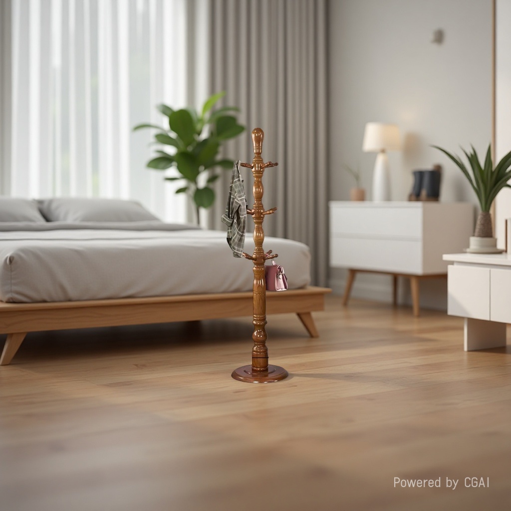 Solid wood coat rack, floor-standing clothes hanger, tree branch design, 180cm coat rack details Picture