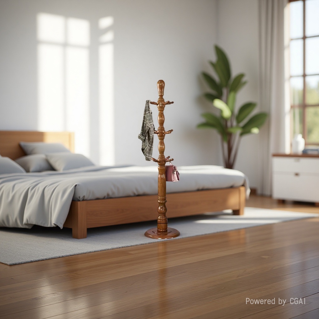 Solid wood coat rack, floor-standing clothes hanger, tree branch design, 180cm coat rack Specification image