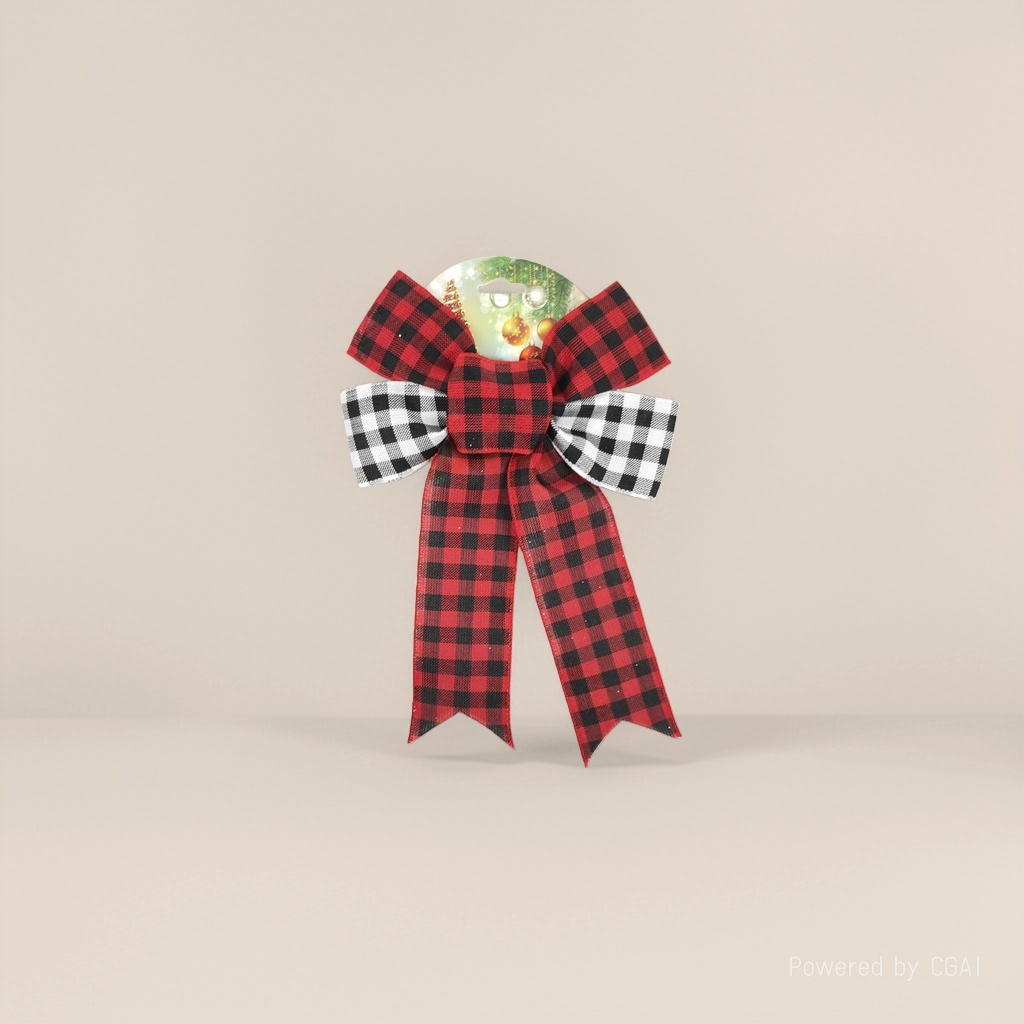 Christmas bow decorated with red checkered Christmas tree pendant ornaments Application Scenario