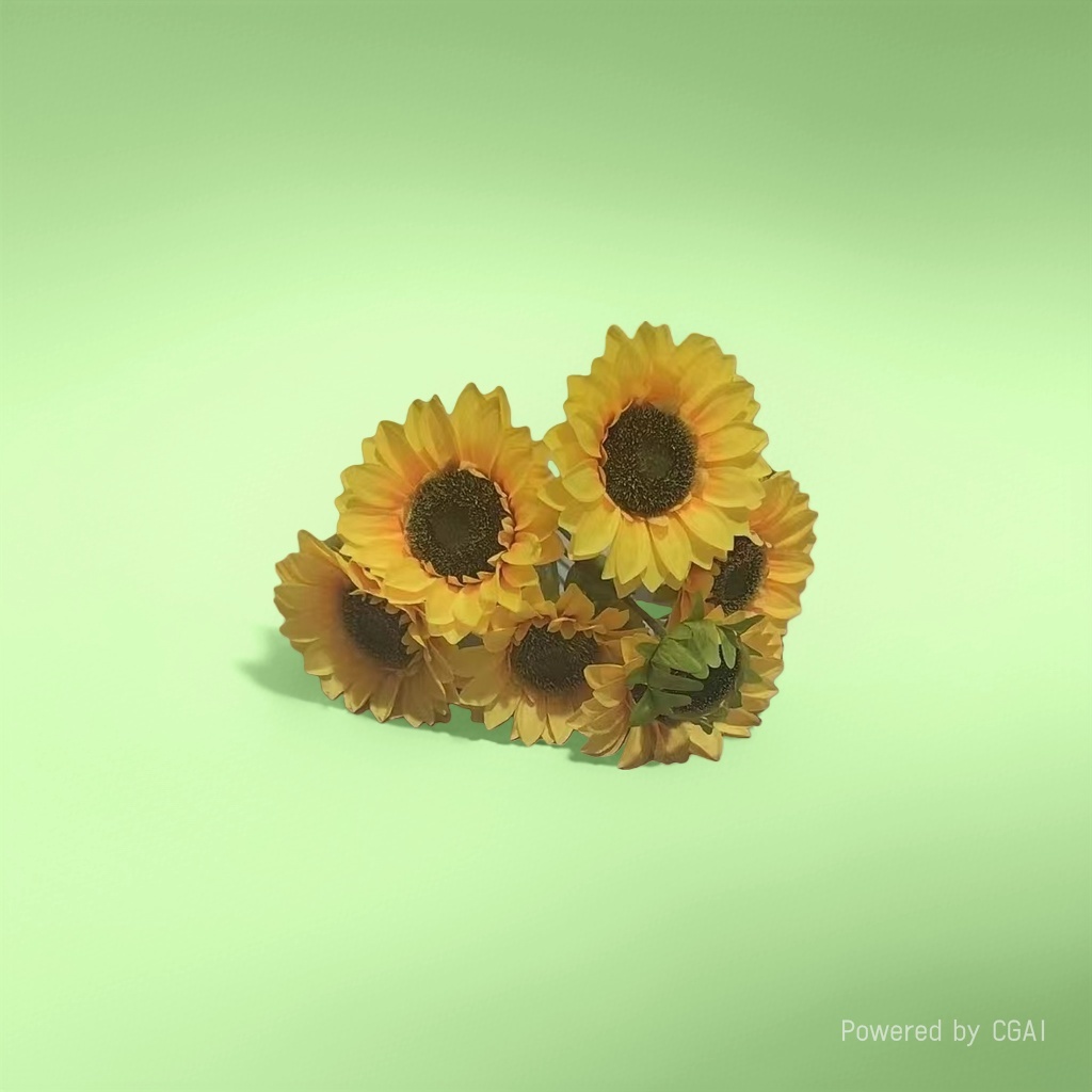 Simulated sunflower knitted bouquet, large-leaf artificial green plant, bamboo simulated flower