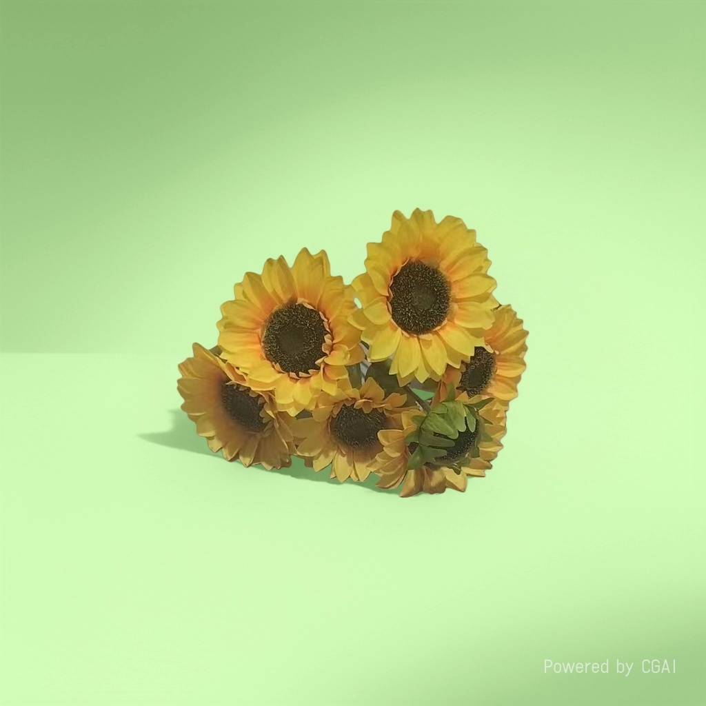 Simulated sunflower knitted bouquet, large-leaf artificial green plant, bamboo simulated flower details Picture