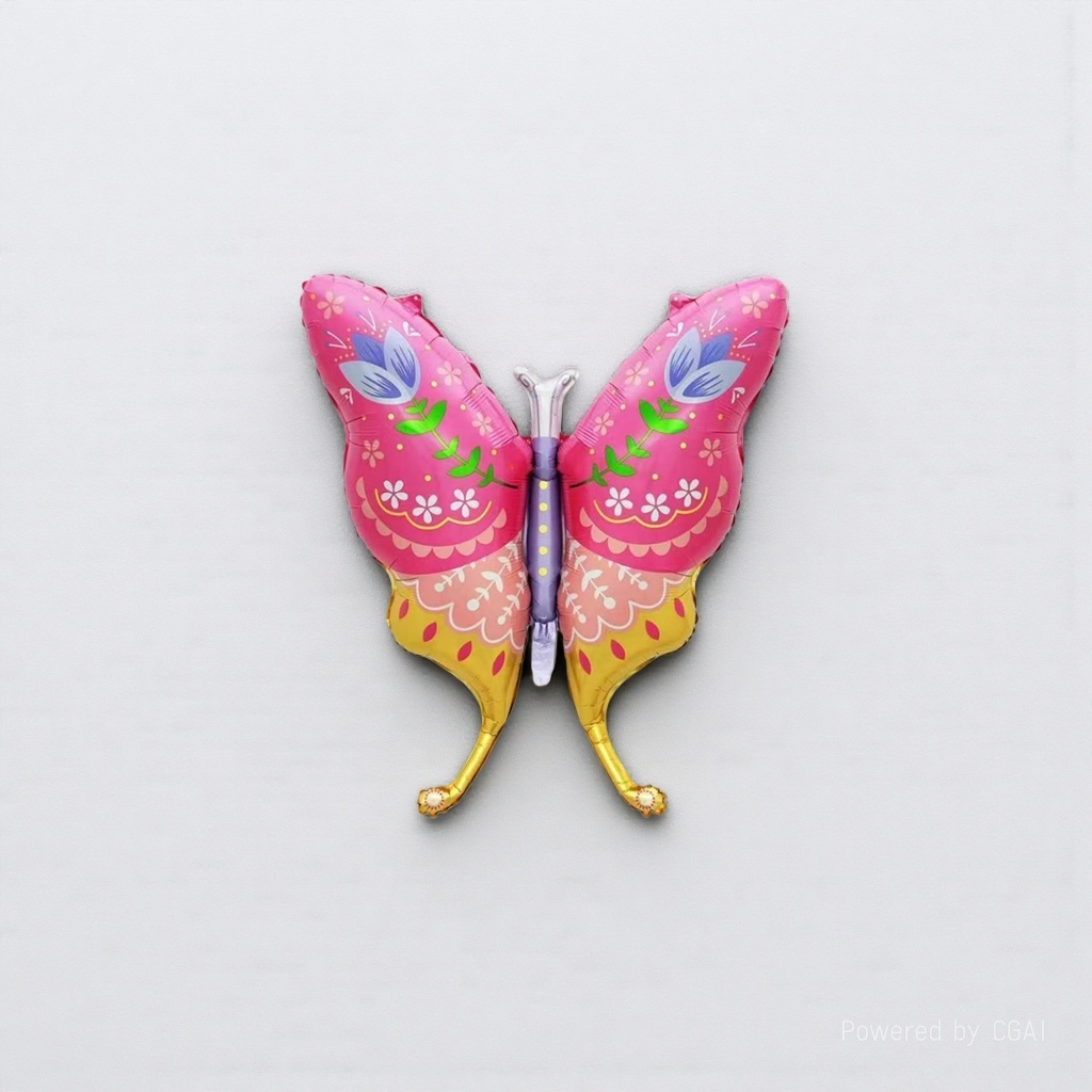 Pink and yellow butterfly-patterned aluminum film balloon birthday party ceremony decoration items Item Picture