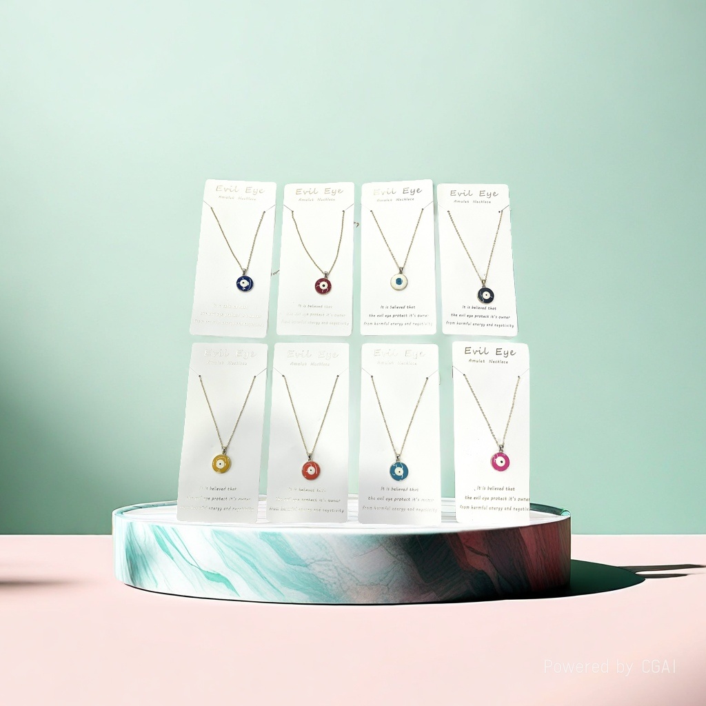 Bohemian eight-color pendant necklace, golden chain, pure silver pendant, diyi necklace decoration details Picture