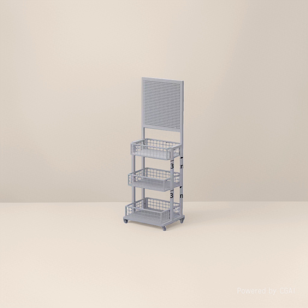 White metal multi-layer storage rack for kitchen floor storage, multi-layer miscellaneous storage rack Specification image