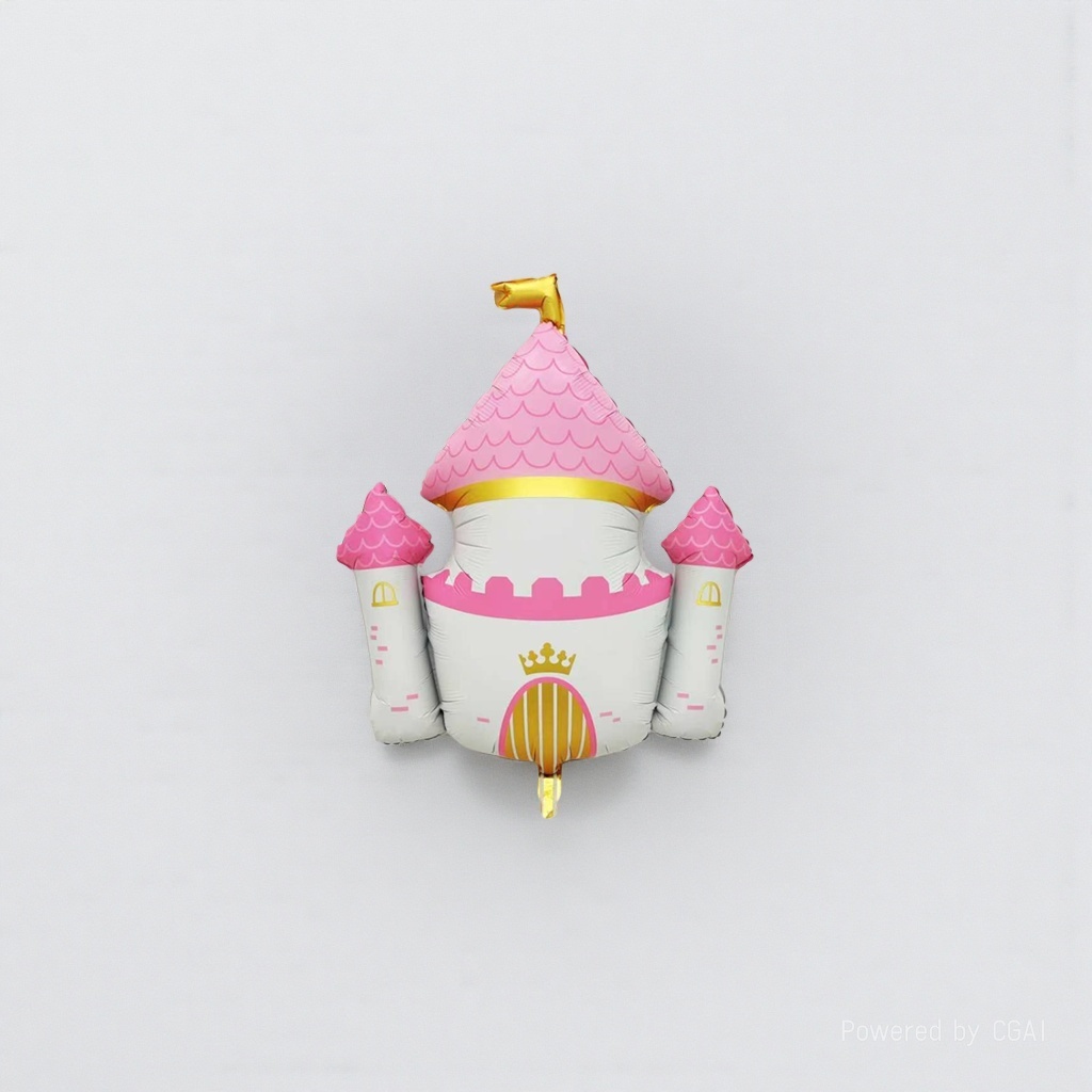The main body of the pink castle-shaped balloon is decorated with latte art ribbons, webbing, birthday parties, wedding decorations and paper ribbons Item Picture