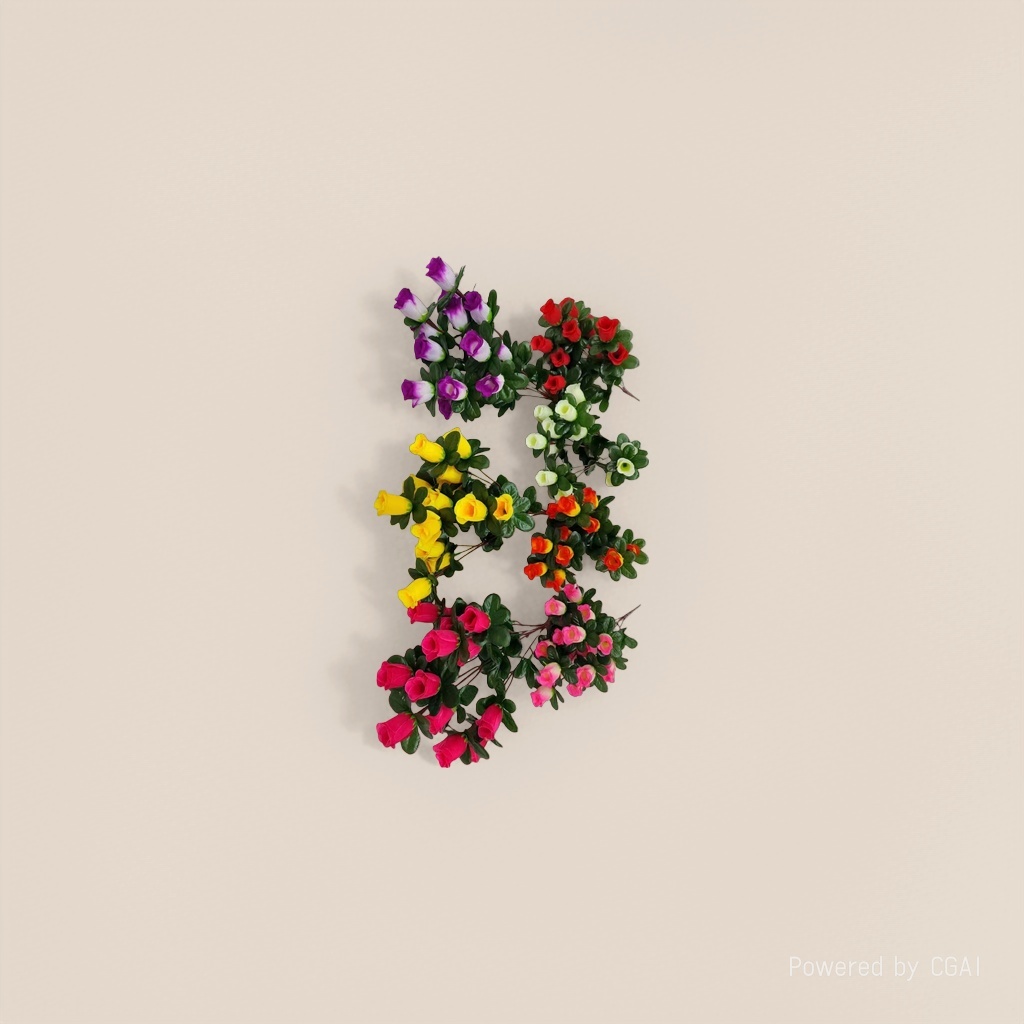 Monet's Garden Five-pronged and fifteen-head Rhododendron plastic artificial flower simulation flower handcrafted flower material Specification image