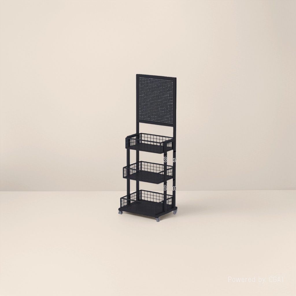 Black metal storage rack, main body, bathroom and kitchen perforated board, floor rack, multi-layer miscellaneous storage rack Item Picture