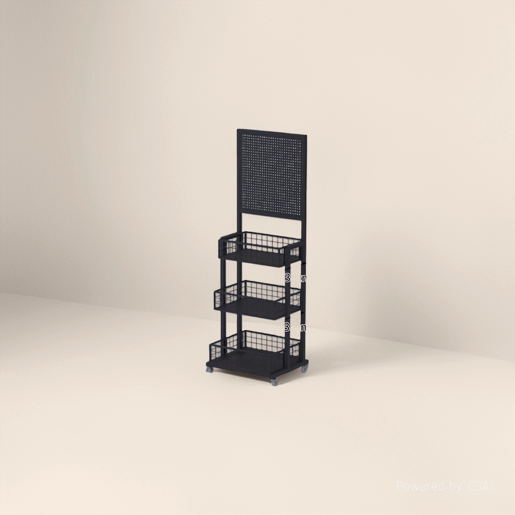 Black metal storage rack, main body, bathroom and kitchen perforated board, floor rack, multi-layer miscellaneous storage rack Specification image